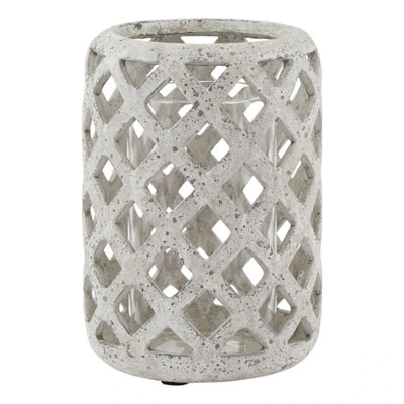 Image of Grey Stone Effect Hurricane Lantern