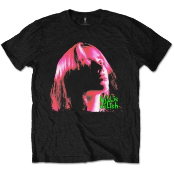 Image of Billie Eilish - Neon Shadow Pink Unisex Large T-Shirt - Black
