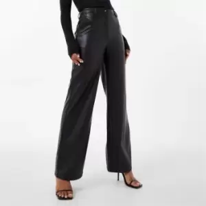 Image of Jack Wills Faux Leather Straight Leg Trousers - Black