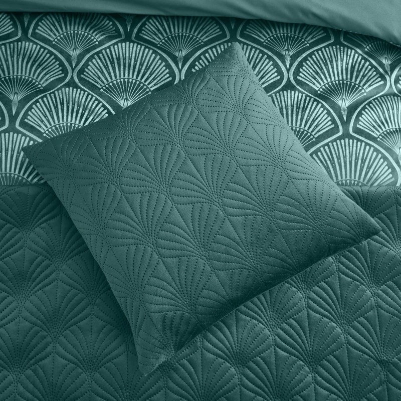 Image of Catherine Lansfield Art Deco Pearl Cushion Cushions 43x43cm Green 42484590043
