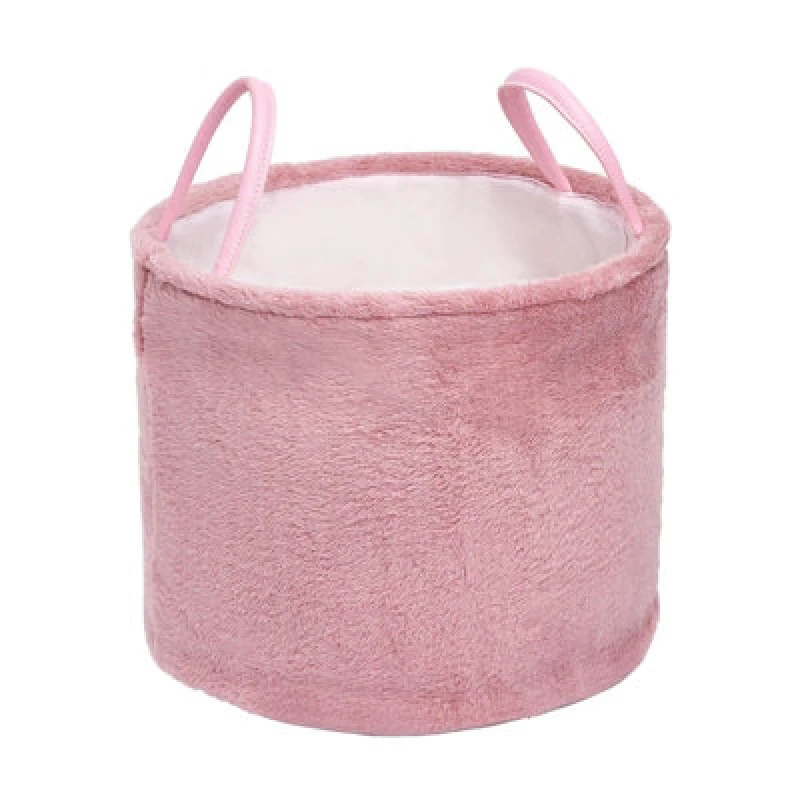Image of OHS OHS Teddy Fleece Storage Hamper Handles Home Laundry Basket in Light Pink Light Pink One Size Unisex 5027434143047