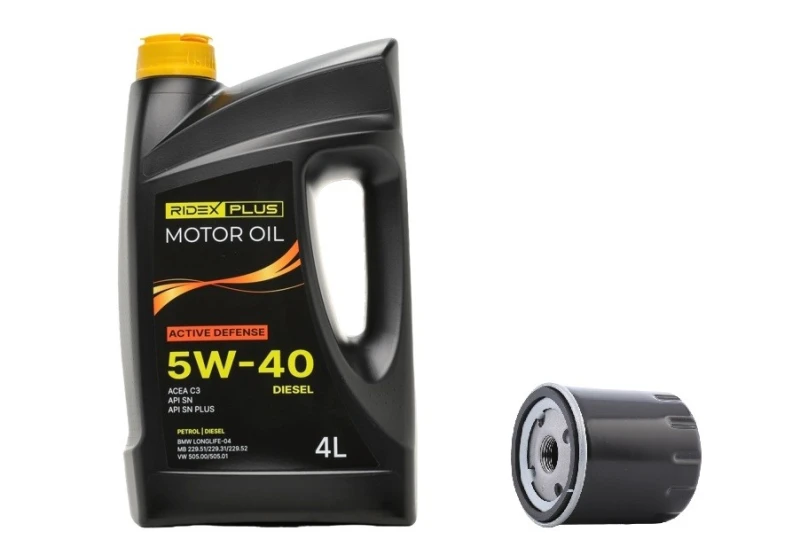 Image of RIDEX PLUS 100908O0084P Oil change kit (oil filter + engine oil) Oil change kit (oil filter + engine oil) (100908)