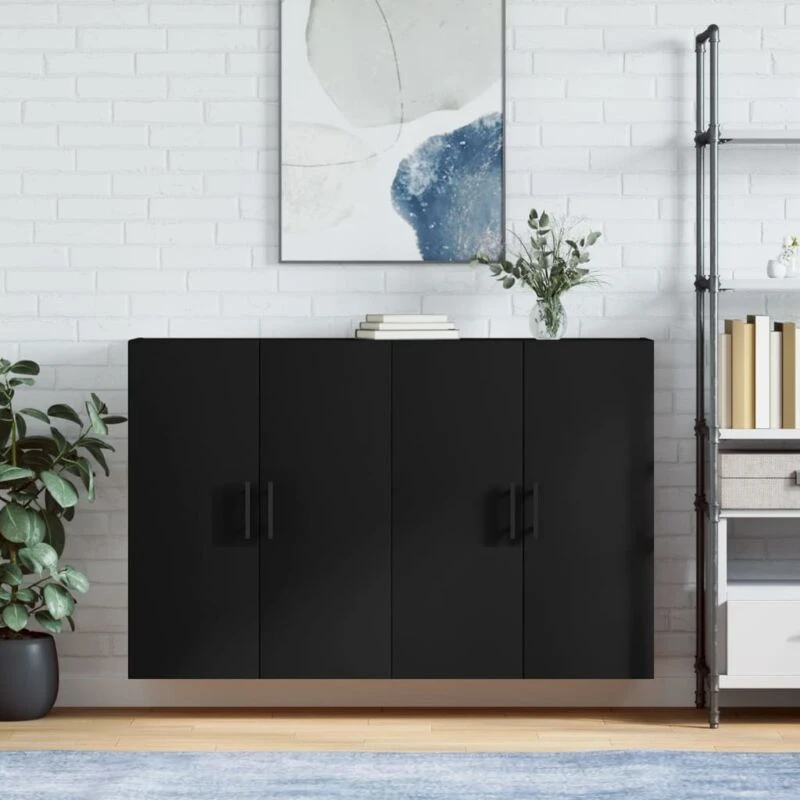 Image of VIDAXL Wall Mounted Cabinets 2 pcs Black 69.5x34x90cm Vidaxl 8720845408930