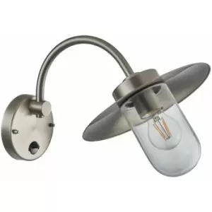 Image of Loops - IP44 Outdoor Wall Light Brushed Steel Fisherman pir Lantern Classic Overhang