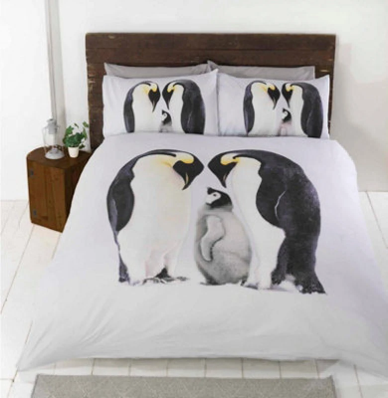 Image of Rapport Home Penguin Polycotton Duvet Set With Pillowcase