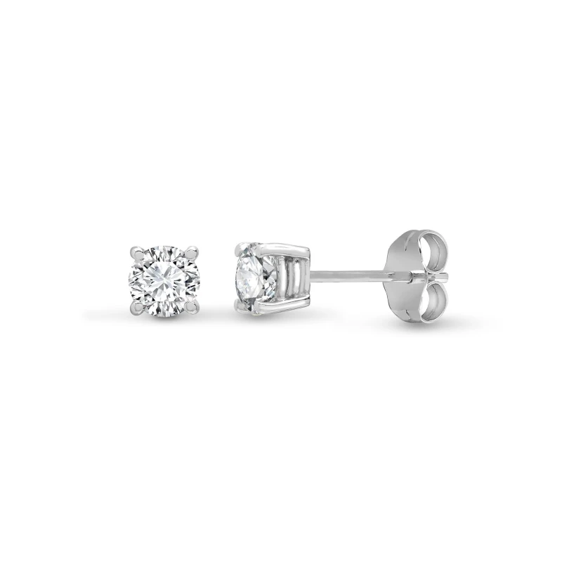 Image of Jewelco London 18ct White Gold 0.2ct Diamond Solitaire Stud Earrings - 18E005-020 Silver female