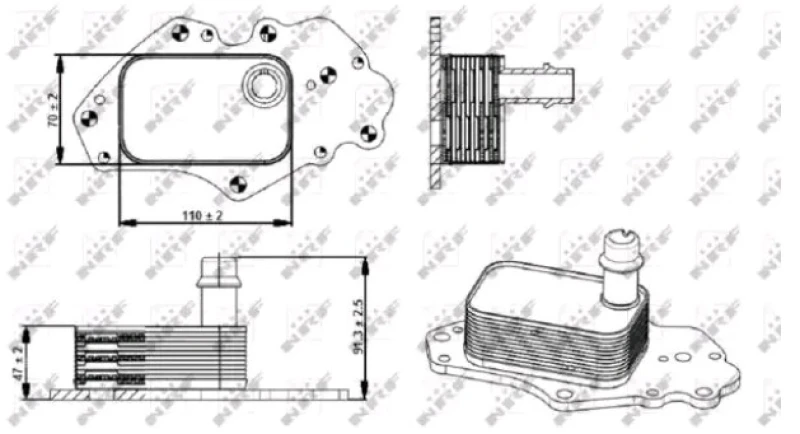 Image of NRF 31347 Oil Cooler EASY FIT with gaskets/seals Aluminium Oil Cooler,engine oil (469)