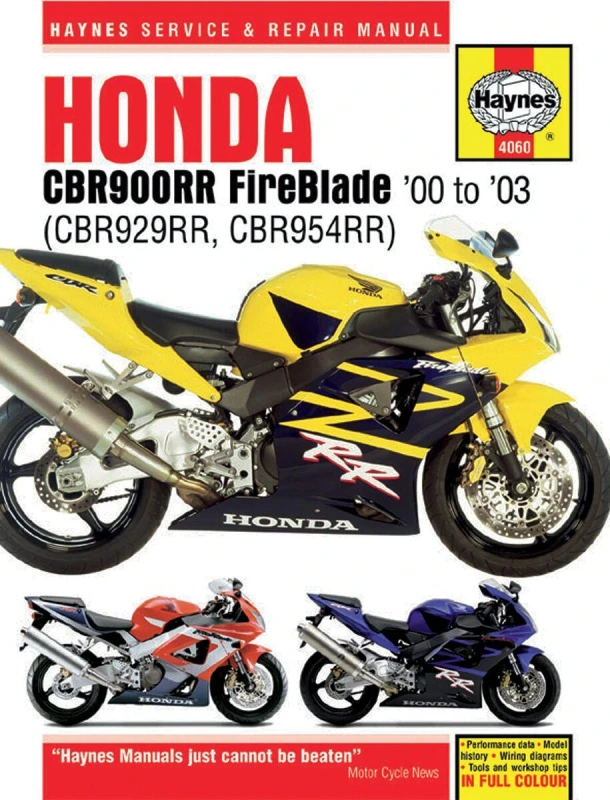 Image of 4060 - Haynes Repair Manual For Honda CBR 929 RR 2000-2001 4060