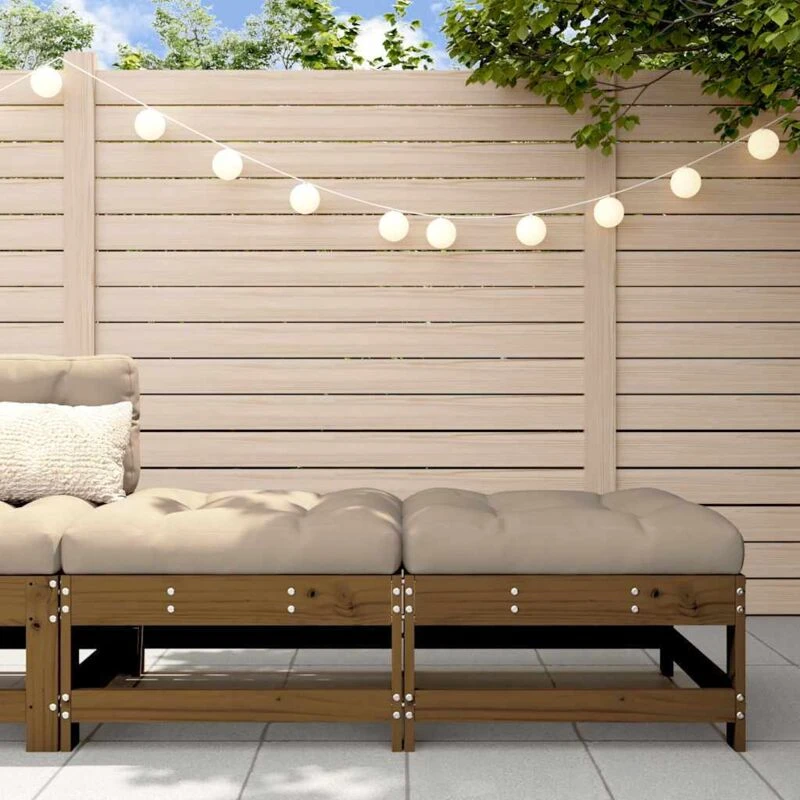 Image of VIDAXL Garden Footstools with Cushions 2pcs Honey Brown Solid Wood Pine Vidaxl 8720845802387