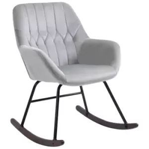 Image of HOMCOM Modern Rocking Armchair With Foam Padding Metal Frame Home Office - Grey
