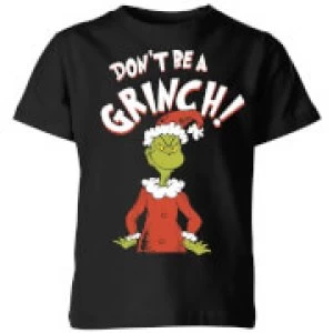 image of The Grinch Dont Be A Grinch Kids Christmas T-Shirt - Black - 11-12 Years