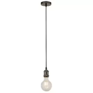 Image of Searchlight Lighting - Searchlight Black Chrome 1 Light Cable Suspension With 1.5Mtr Textile Cable