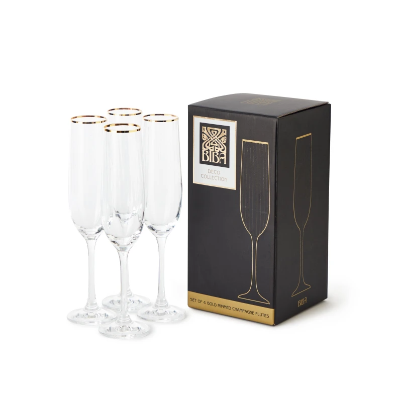 Image of Biba Biba Deco Champange Glass Set of 4 - Clear Clear One Size