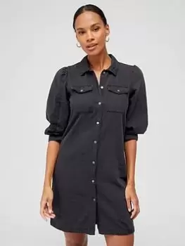 Image of Only Denim Shirt Dress - Washed Black Size M Women