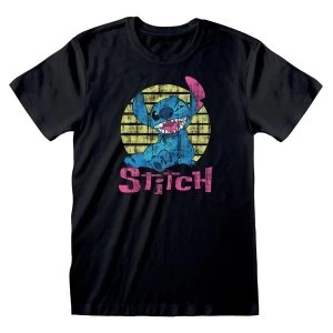 Image of Disney - Lilo & Stitch Vintage Stitch Fitted Female Large T-Shirt - Black