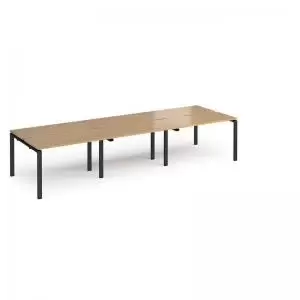 image of Adapt triple back to back desks 3600mm x 1200mm - Black frame and oak