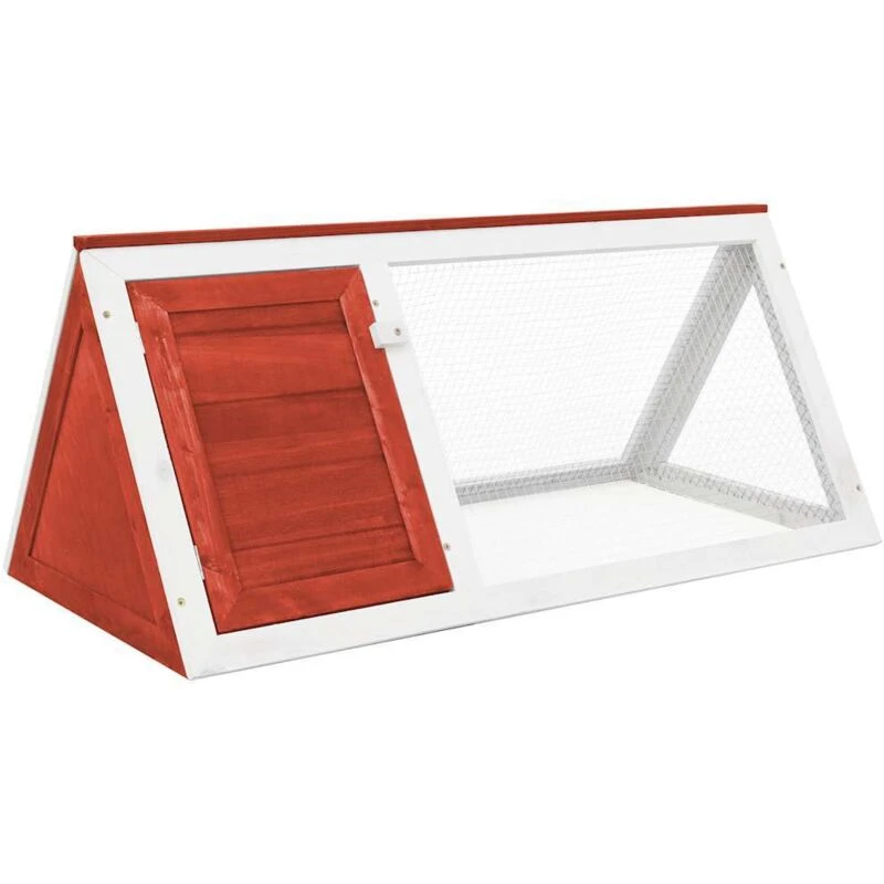 Image of vidaXL Animal Rabbit Cage Red Wood Bunny Run Hutch Pet Habitat Shelter House