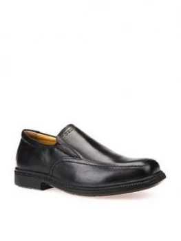 Image of Geox Federico Leather Boys Slip On Shoes - Black, Size 4 Older