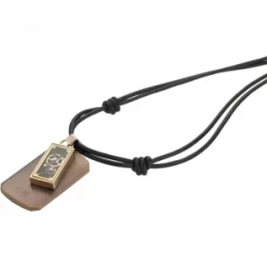 image of Mens STORM PVD rose plating Cog Leather Pendant Brown