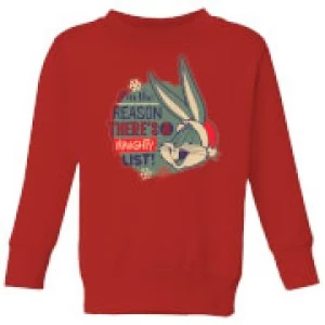 Image of Looney Tunes I'm The Reason There Is A Naughty List Kids Christmas Sweatshirt - Red - 9-10 Years