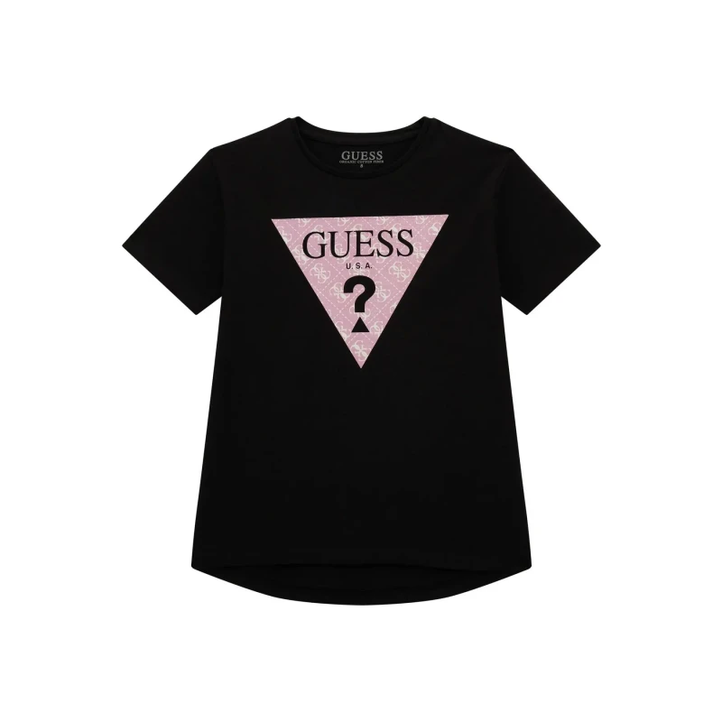Image of Guess Girl's T-Shirt Guess High Low Noir Female 7 ans