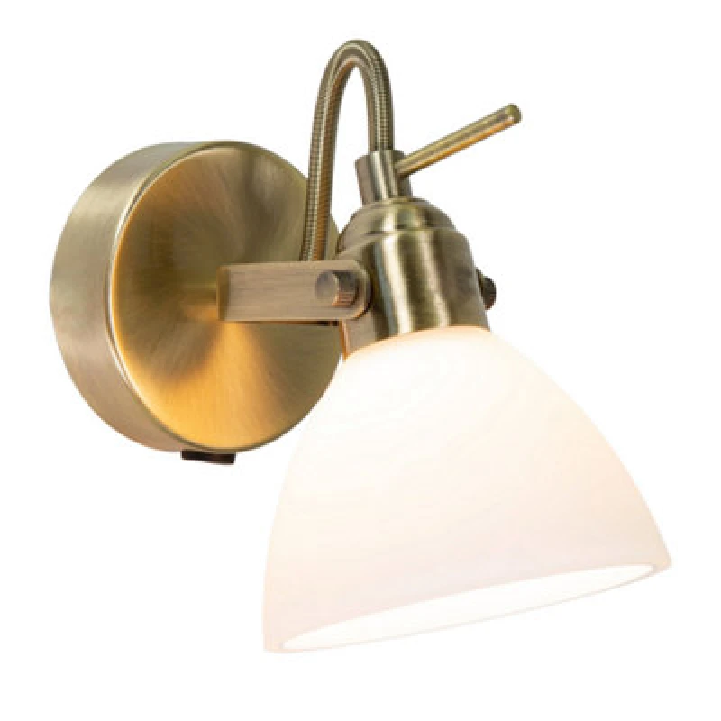 Image of Happy Homewares Contemporary And Chic Antique Brass Wall Spot Light With Switch And Glass Shade