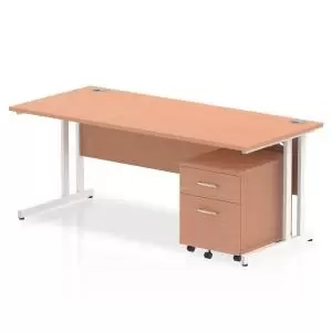 Image of Impulse 1800 x 800mm Straight Office Desk Beech Top White Cantilever