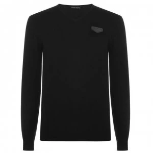 Image of Antony Morato V Neck Knit Jumper - BLACK 9000