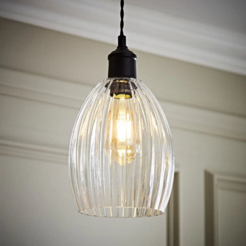 Image of ValueLights ValueLights Cheltenham Clear Ribbed Glass Dome Easy Fit Lamp Shade Clear One Size Unisex 5016529274582