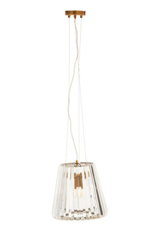 Image of Orsina 3 Bulb Bronze Pendant Light, Geometric Glass Cone Ceiling Fixture, Crystal-Textured Shade Light
