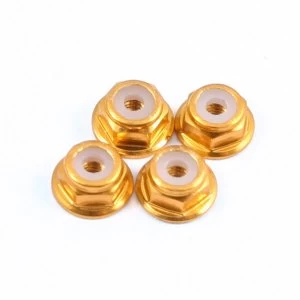Image of Fastrax M2 Gold Flanged Locknuts 4Pcs