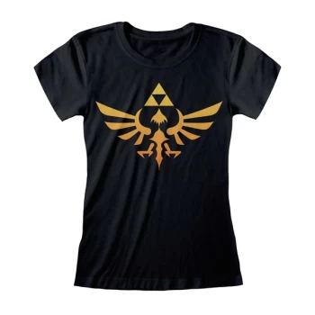 Image of Legend Of Zelda - Hyrule Logo Womens Medium T-Shirt - Black
