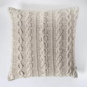 image of Gallery Interiors Walton Cable Knit Cushion / Red