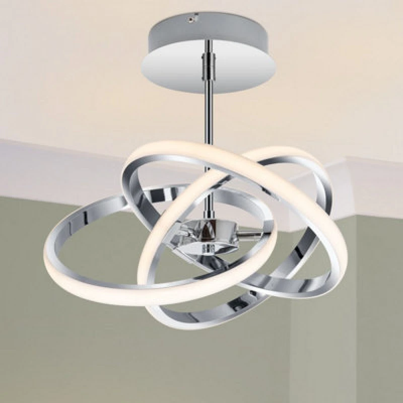 Image of Cosylyte Ridgley 3 Ring Integrated Led, Modern Ceiling/pendant Light- Chrome