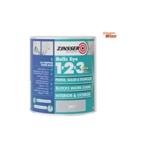 image of Bulls Eye 1-2-3 Plus Primer, Sealer & Stain Killer Grey 1 litre - ZINBE123PG1L