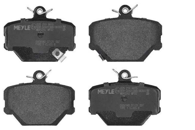Image of MEYLE 025 219 9915 Brake pad set Front Axle, with acoustic wear warning, Original Quality, with anti-squeak plate Brake Pad Set,disc brake (402)