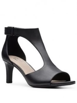 image of Clarks Alice Flame Leather Heeled Sandal - Black