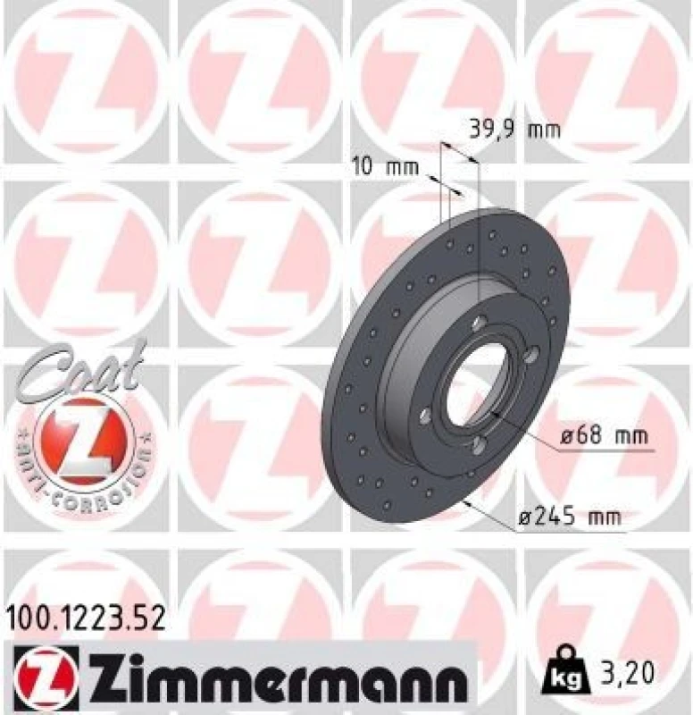 Image of ZIMMERMANN Brake disc ZIMMERMANN 100.1223.52