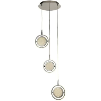 Image of Searchlight Lighting - Searchlight Gyroscope 3 Light Mu Lighti Drop LED Ring Pendant Chrome, Crystal Sand 3000K