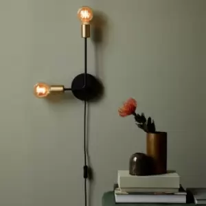 Image of Josefine Indoor Living Dining Metal Wall Light in Matt Black (Diam) 22.2cm
