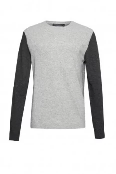 image of Mens French Connection Lambswool Multi Colour Jumper Grey