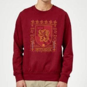 Image of Harry Potter Gryffindor Crest Christmas Sweatshirt - Burgundy - L