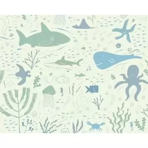 image of Underwater Adventures Green Wall Mural - 3.5m x 2.8m