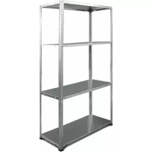 image of RB BOSS - Bolted Garage Shelf Unit - 4 Tier - 145cm x 75cm x 30cm - Fully Galvanised Steel Storage Racking, 45kg Load Per Shelf for Outdoor, Shed,