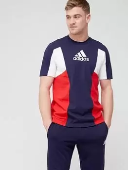 Image of adidas Sportswear Essentials Colourblock T-Shirt - Navy, Size XS, Men