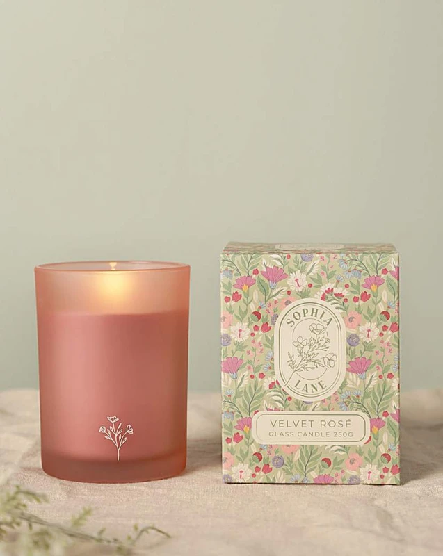Image of Sophia Lane Sophia Lane Velvet Rose Candle Pink - Sophia Lane Pink Female ZS41501