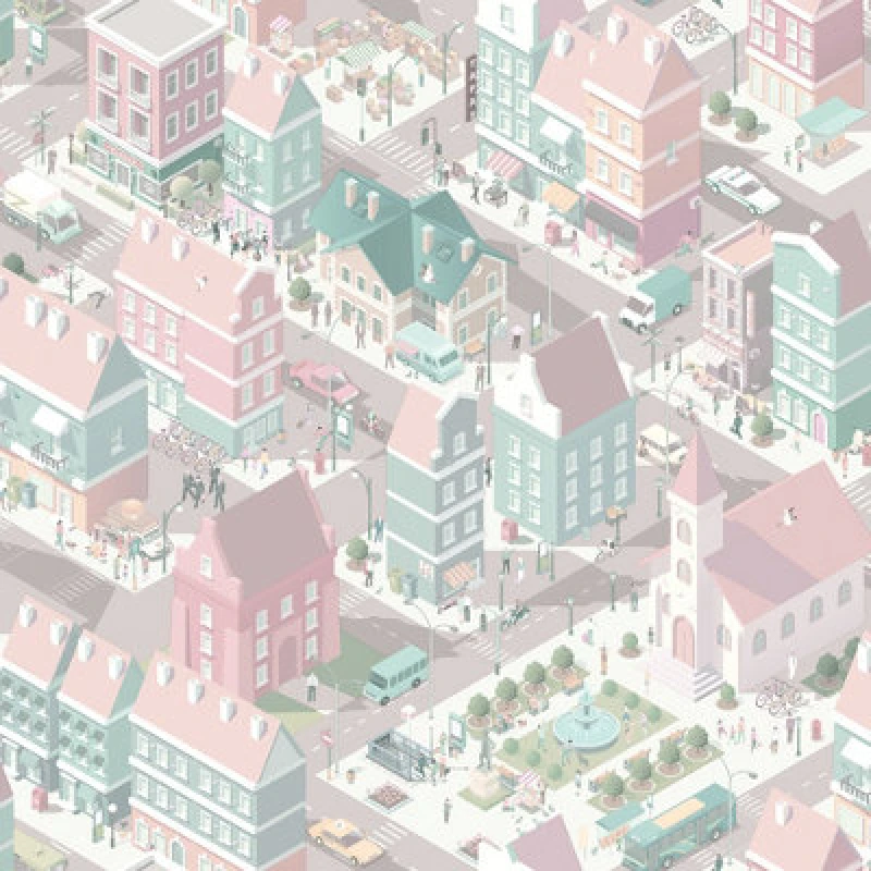 Image of Muriva Ltd Muriva City Life Pink & Teal Wallpaper, Pink L97603