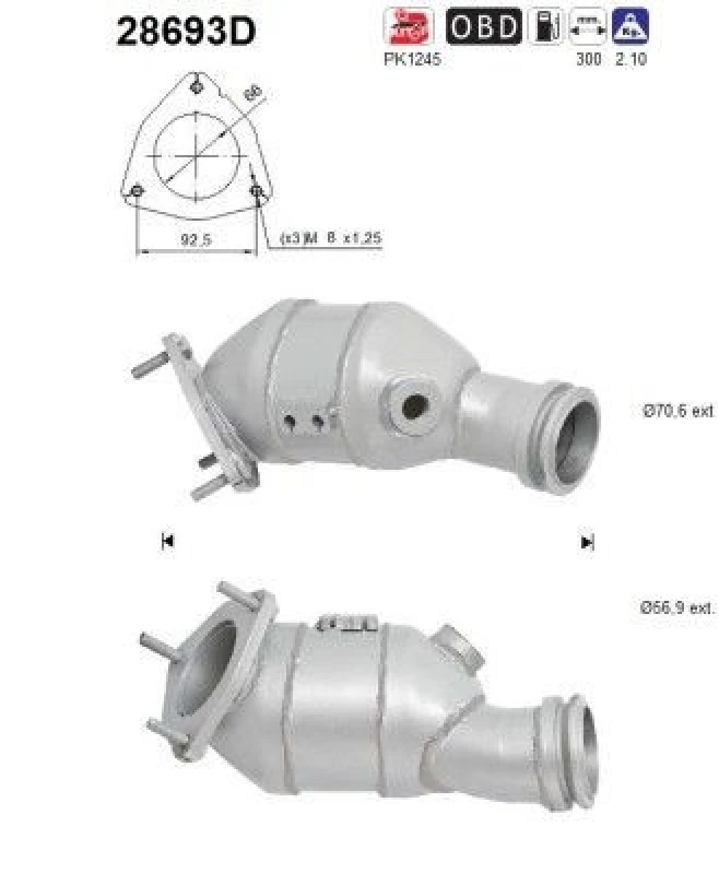 Image of AS Catalytic converter AS 28693D