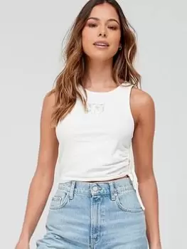 Image of Calvin Klein Jeans Side Gathering Tank Top - White Size M Women