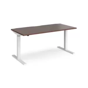 Image of Height Adjustable Desk Rectangular Desk 1600mm Walnut Tops With White Frames 800mm Depth Elev8 Mono